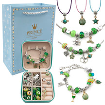 Bracelet Créatif – Kit avec Bracelets + Colliers + Breloques, pendentifs + Cadeau : Boîte à bijoux en cuir